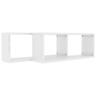 Wall Cube Shelf 2 pcs High Gloss White 60x15x23 cm Engineered Wood - Giant Lobelia