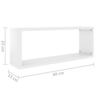 Wall Cube Shelf 2 pcs High Gloss White 60x15x23 cm Engineered Wood - Giant Lobelia