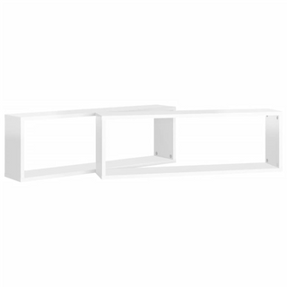 Wall Cube Shelf 2 pcs High Gloss White 80x15x26.5cm Engineered Wood - Giant Lobelia