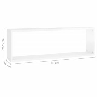 Wall Cube Shelf 2 pcs High Gloss White 80x15x26.5cm Engineered Wood - Giant Lobelia