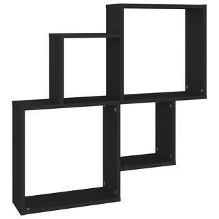 Wall Cube Shelf Black 80x15x78.5 cm Engineered Wood - Giant Lobelia