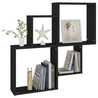 Wall Cube Shelf Black 80x15x78.5 cm Engineered Wood - Giant Lobelia