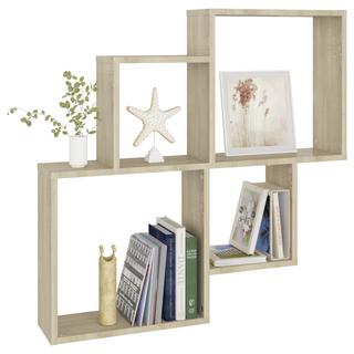 Wall Cube Shelf Sonoma Oak 80x15x78.5 cm Engineered Wood - Giant Lobelia