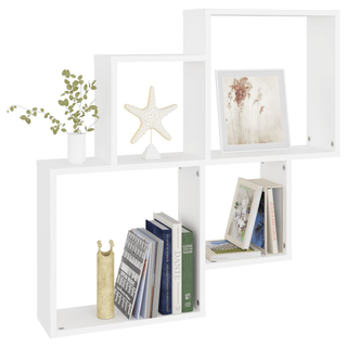 Wall Cube Shelf White 80x15x78.5 cm Engineered Wood - Giant Lobelia