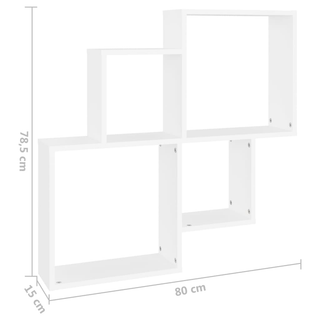 Wall Cube Shelf White 80x15x78.5 cm Engineered Wood - Giant Lobelia