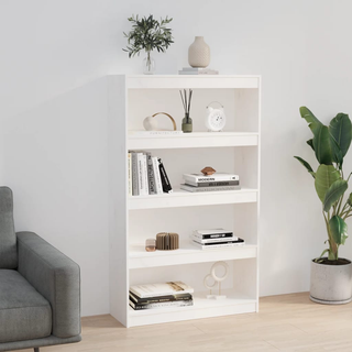 Book Cabinet/Room Divider White 80x30x135.5 cm Solid Wood Pine - Giant Lobelia