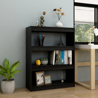 Book Cabinet/Room Divider Black 100x30x103 cm Solid Pinewood - Giant Lobelia