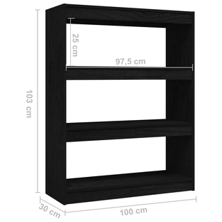 Book Cabinet/Room Divider Black 100x30x103 cm Solid Pinewood - Giant Lobelia