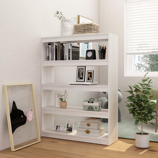 Book Cabinet/Room Divider White 100x30x135.5 cm Solid Pinewood - Giant Lobelia