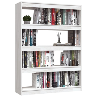 Book Cabinet/Room Divider White 100x30x135.5 cm Solid Pinewood - Giant Lobelia