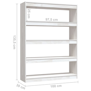 Book Cabinet/Room Divider White 100x30x135.5 cm Solid Pinewood - Giant Lobelia