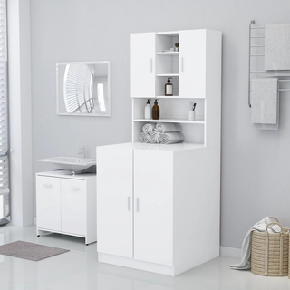 Washing Machine Cabinet White 71x71.5x91.5 cm - Giant Lobelia