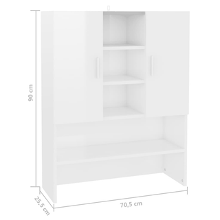 Washing Machine Cabinet High Gloss White 70.5x25.5x90 cm - Giant Lobelia