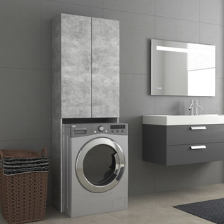 Washing Machine Cabinet Concrete Grey 64x25.5x190 cm - Giant Lobelia