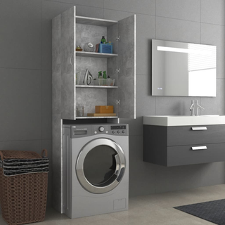 Washing Machine Cabinet Concrete Grey 64x25.5x190 cm - Giant Lobelia