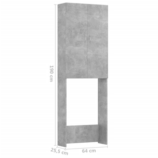 Washing Machine Cabinet Concrete Grey 64x25.5x190 cm - Giant Lobelia