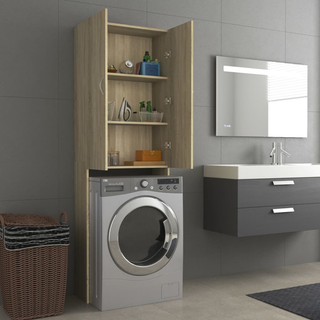 Washing Machine Cabinet Sonoma Oak 64x25.5x190 cm - Giant Lobelia