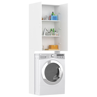 Washing Machine Cabinet White 64x25.5x190 cm - Giant Lobelia