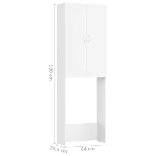 Washing Machine Cabinet White 64x25.5x190 cm - Giant Lobelia