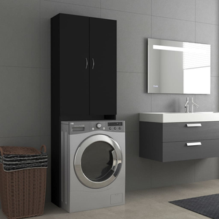 Washing Machine Cabinet Black 64x25.5x190 cm - Giant Lobelia