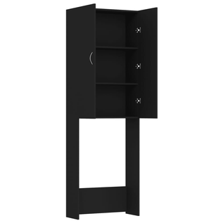 Washing Machine Cabinet Black 64x25.5x190 cm - Giant Lobelia