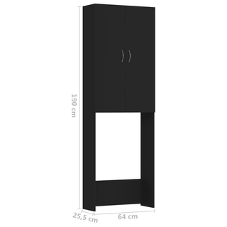 Washing Machine Cabinet Black 64x25.5x190 cm - Giant Lobelia