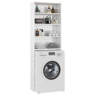 Washing Machine Cabinet High Gloss White 64x24x190 cm - Giant Lobelia