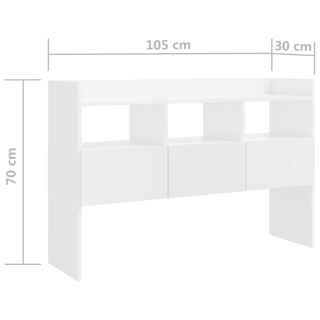 Sideboard High Gloss White 105x30x70 cm Engineered Wood - Giant Lobelia