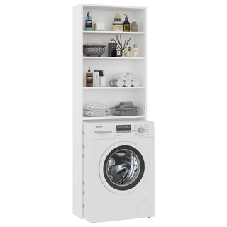 Washing Machine Cabinet White 64x24x190 cm - Giant Lobelia