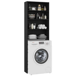 Washing Machine Cabinet Black 64x24x190 cm - Giant Lobelia