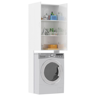 Washing Machine Cabinet High Gloss White 64x25.5x190 cm - Giant Lobelia