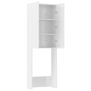 Washing Machine Cabinet High Gloss White 64x25.5x190 cm - Giant Lobelia