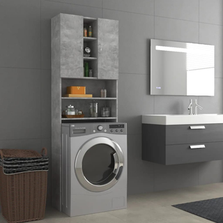 Washing Machine Cabinet Concrete Grey 64x25.5x190 cm - Giant Lobelia