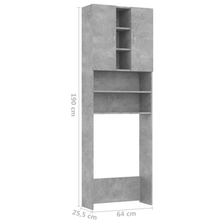 Washing Machine Cabinet Concrete Grey 64x25.5x190 cm - Giant Lobelia