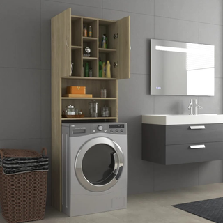 Washing Machine Cabinet Sonoma Oak 64x25.5x190 cm - Giant Lobelia