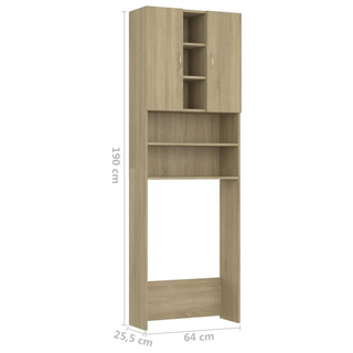 Washing Machine Cabinet Sonoma Oak 64x25.5x190 cm - Giant Lobelia