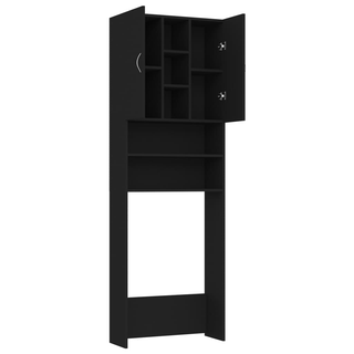 Washing Machine Cabinet Black 64x25.5x190 cm - Giant Lobelia