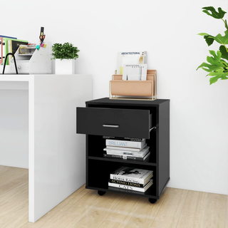 Rolling Cabinet Black 46x36x59 cm Engineered Wood - Giant Lobelia