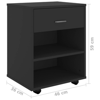 Rolling Cabinet Black 46x36x59 cm Engineered Wood - Giant Lobelia