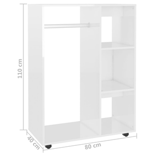 vidaXL Wardrobe High Gloss White 80x40x110 cm Engineered Wood - Giant Lobelia