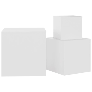 Side Tables 3 pcs White Engineered Wood - Giant Lobelia