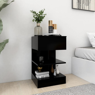 Bedside Cabinet Black 40x35x65 cm Engineered Wood - Giant Lobelia