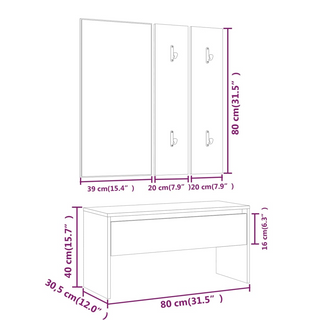 vidaXL Hallway Furniture Set White Engineered Wood - Giant Lobelia