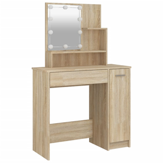 Dressing Table with LED Sonoma Oak 86.5x35x136 cm - Giant Lobelia