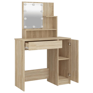 Dressing Table with LED Sonoma Oak 86.5x35x136 cm - Giant Lobelia