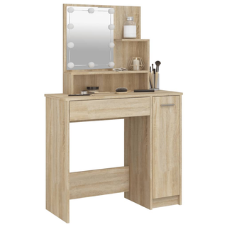 Dressing Table with LED Sonoma Oak 86.5x35x136 cm - Giant Lobelia