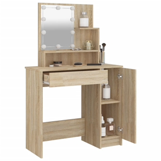 Dressing Table with LED Sonoma Oak 86.5x35x136 cm - Giant Lobelia