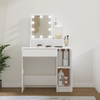 Dressing Table with LED White 86.5x35x136 cm - Giant Lobelia