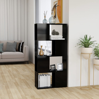 Book Cabinet Room Divider High Gloss Black 60x24x124.5 cm - Giant Lobelia