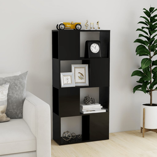 Book Cabinet Room Divider High Gloss Black 60x24x124.5 cm - Giant Lobelia